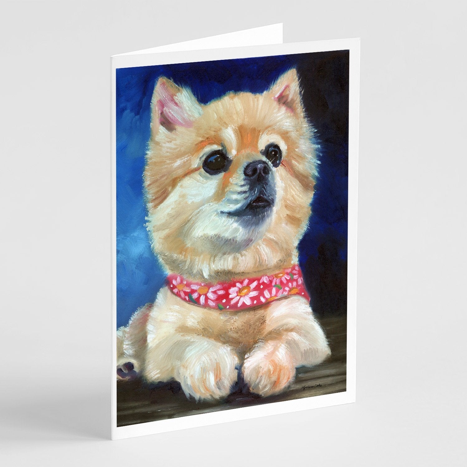 Fancy Bandana Pomeranian Puppy Greeting Cards Pack of 8 Blank Cards with Envelopes Whimsical A7 Size 5x7