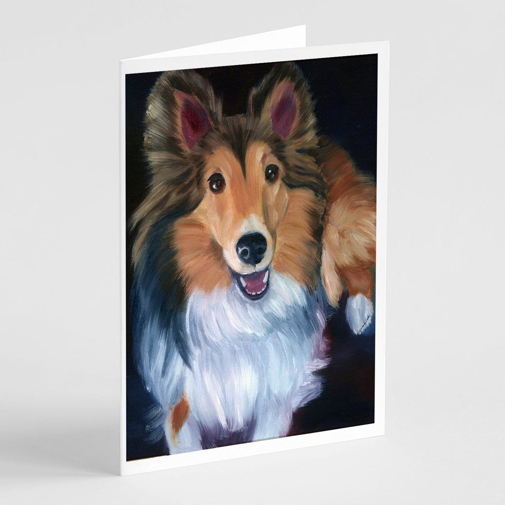 Sheltie Stand Off Greeting Cards Pack of 8 Blank Cards with Envelopes Whimsical A7 Size 5x7