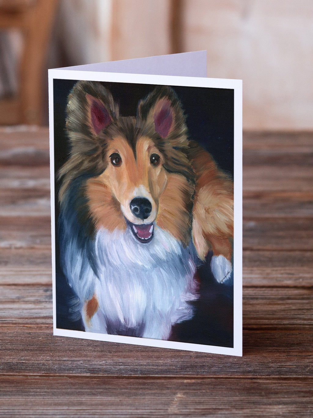 Sheltie Stand Off Greeting Cards Pack of 8 Blank Cards with Envelopes Whimsical A7 Size 5x7