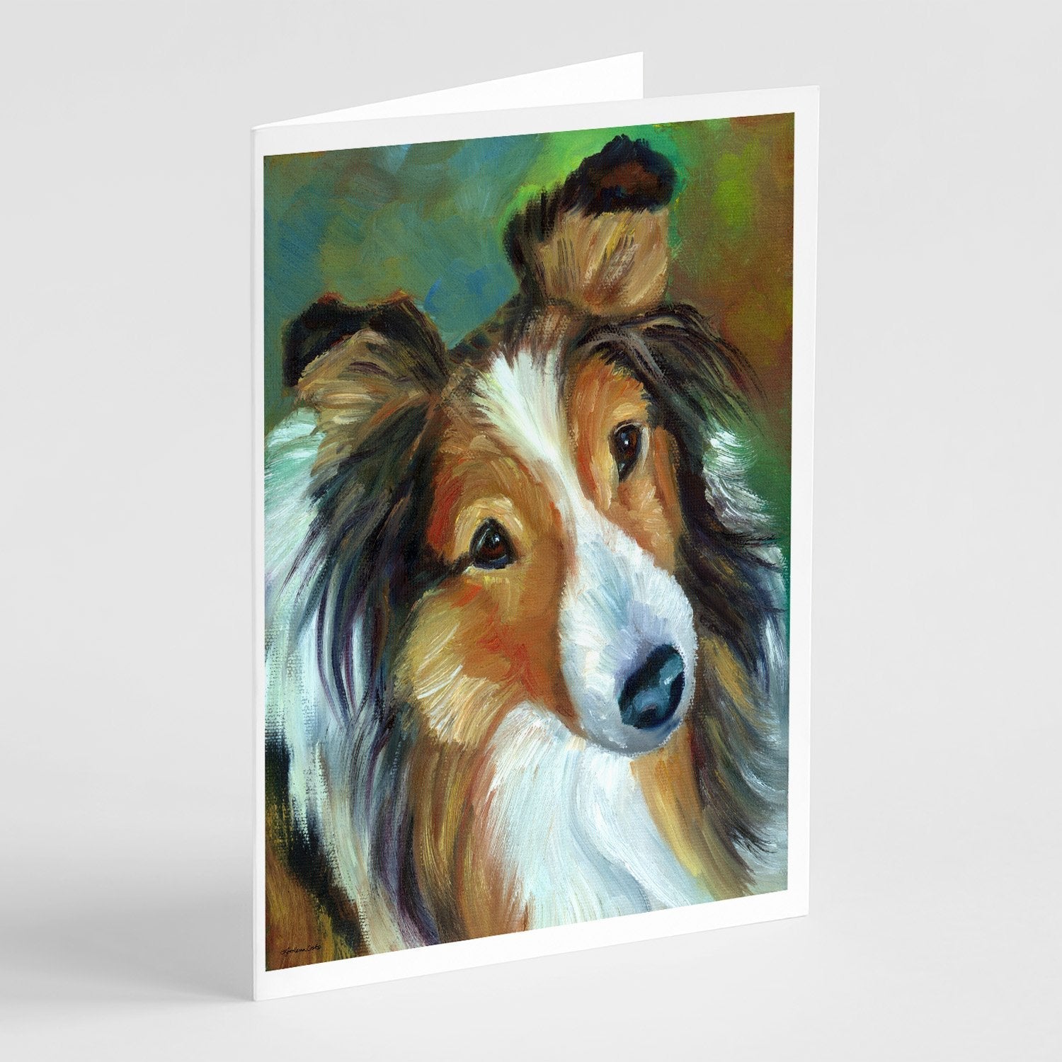 Sheltie Curiosity Greeting Cards Pack of 8 Blank Cards with Envelopes Whimsical A7 Size 5x7
