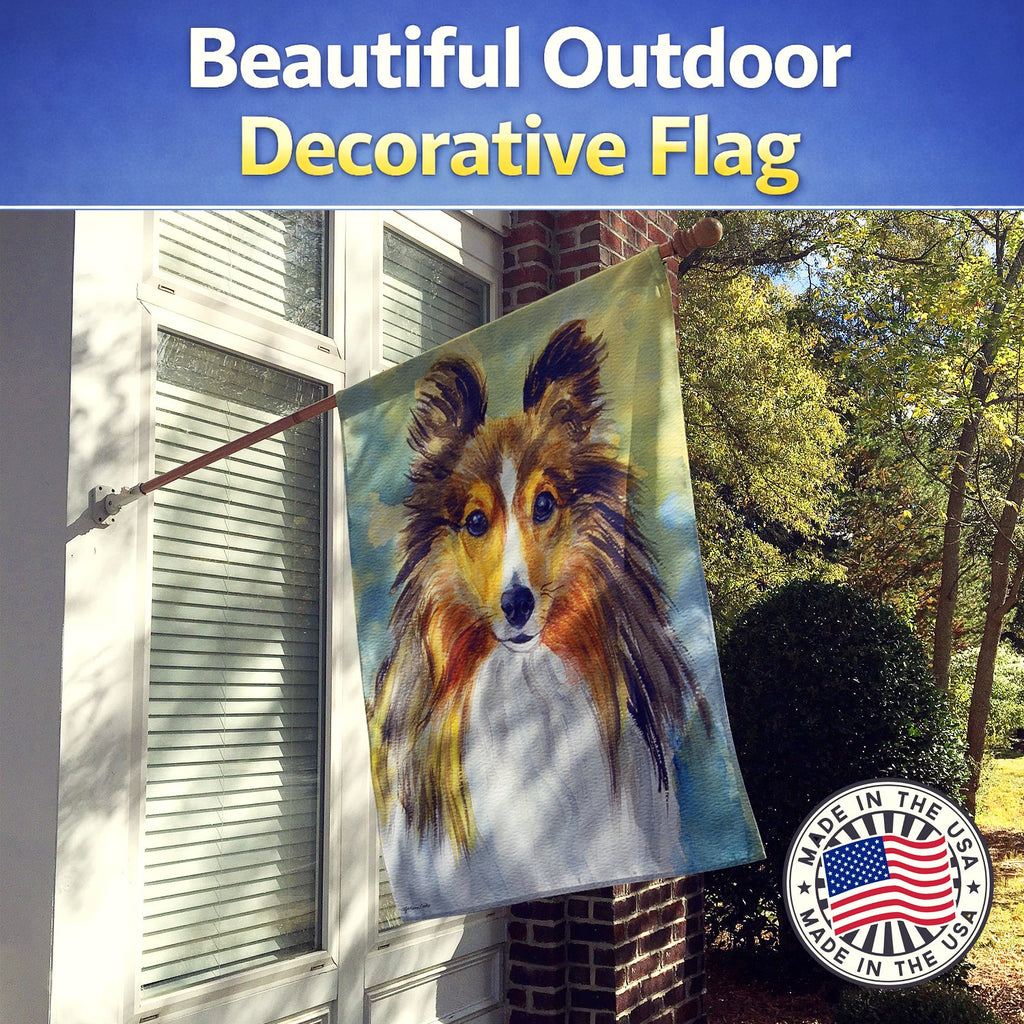 Sheltie Toby House Flag 28x40 Porch Sleeve Pole Decorative Outside Yard Banner Artwork Wall Hanging, Polyester