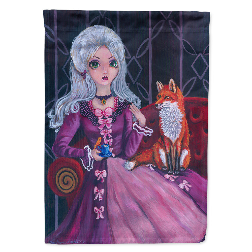 Tea Time Fox House Flag 28x40 Porch Sleeve Pole Decorative Outside Yard Banner Artwork Wall Hanging, Polyester