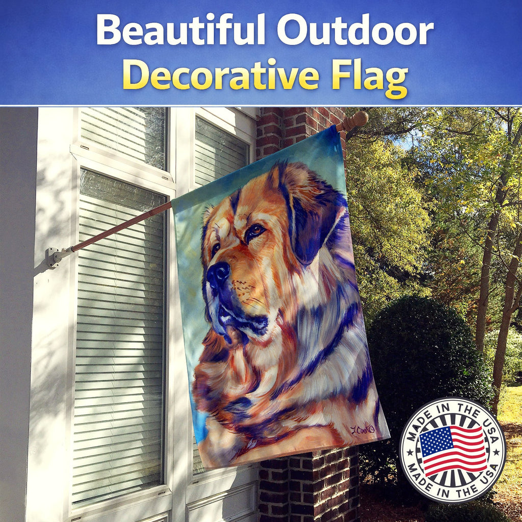 Tibetan Mastiff House Flag 28x40 Porch Sleeve Pole Decorative Outside Yard Banner Artwork Wall Hanging, Polyester