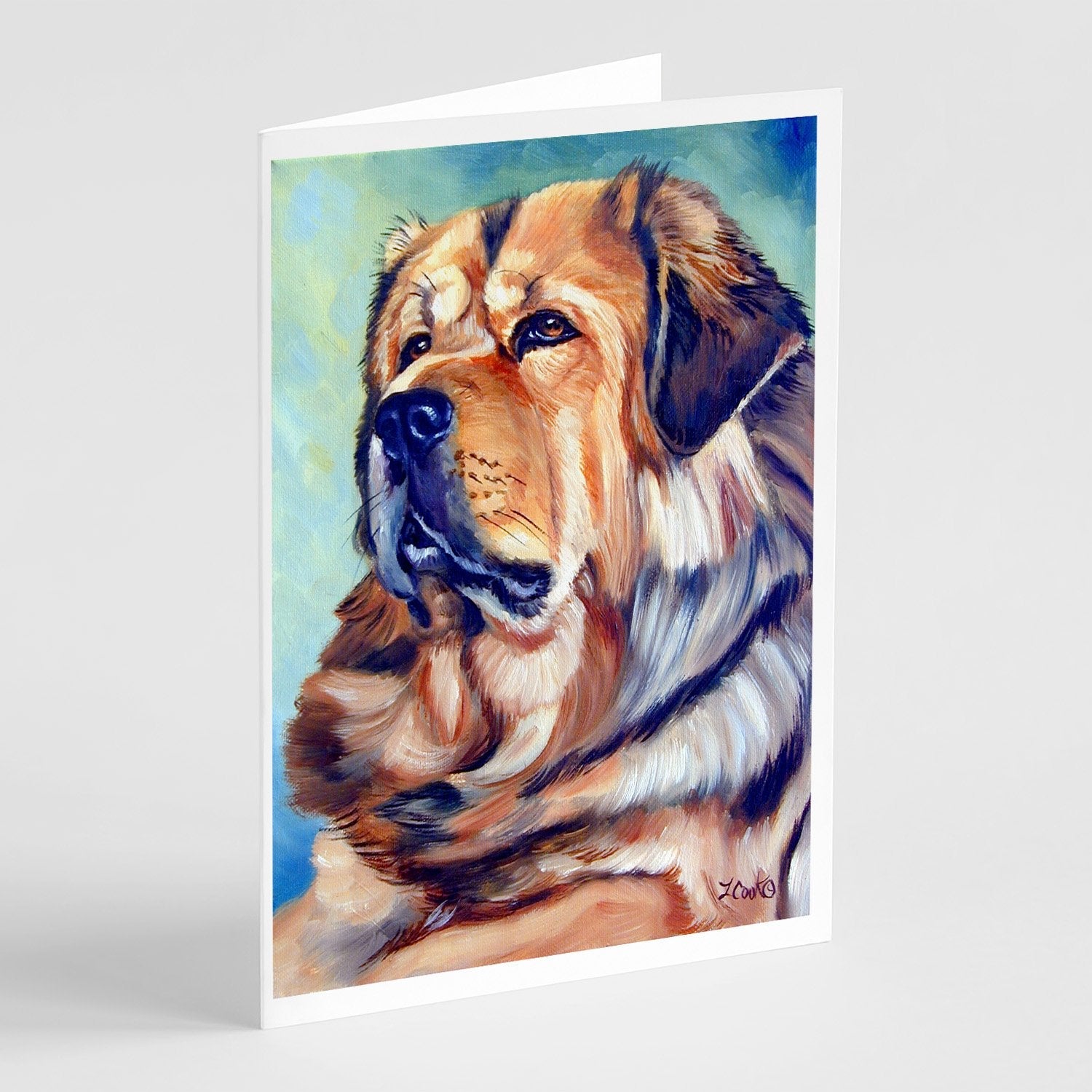 Tibetan Mastiff Greeting Cards Pack of 8 Blank Cards with Envelopes Whimsical A7 Size 5x7