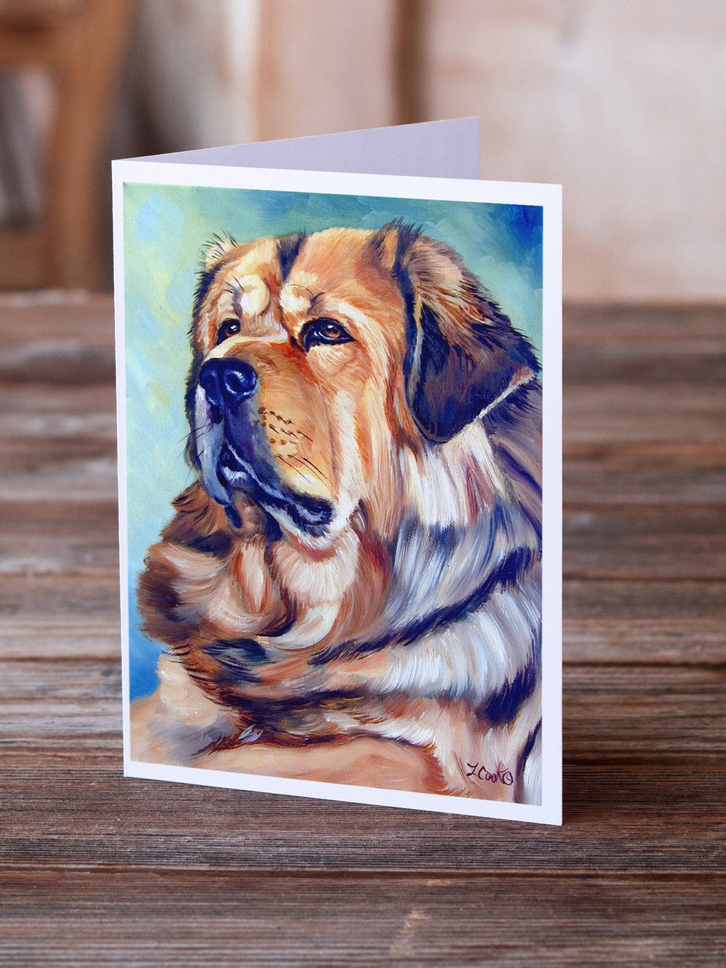Tibetan Mastiff Greeting Cards Pack of 8 Blank Cards with Envelopes Whimsical A7 Size 5x7