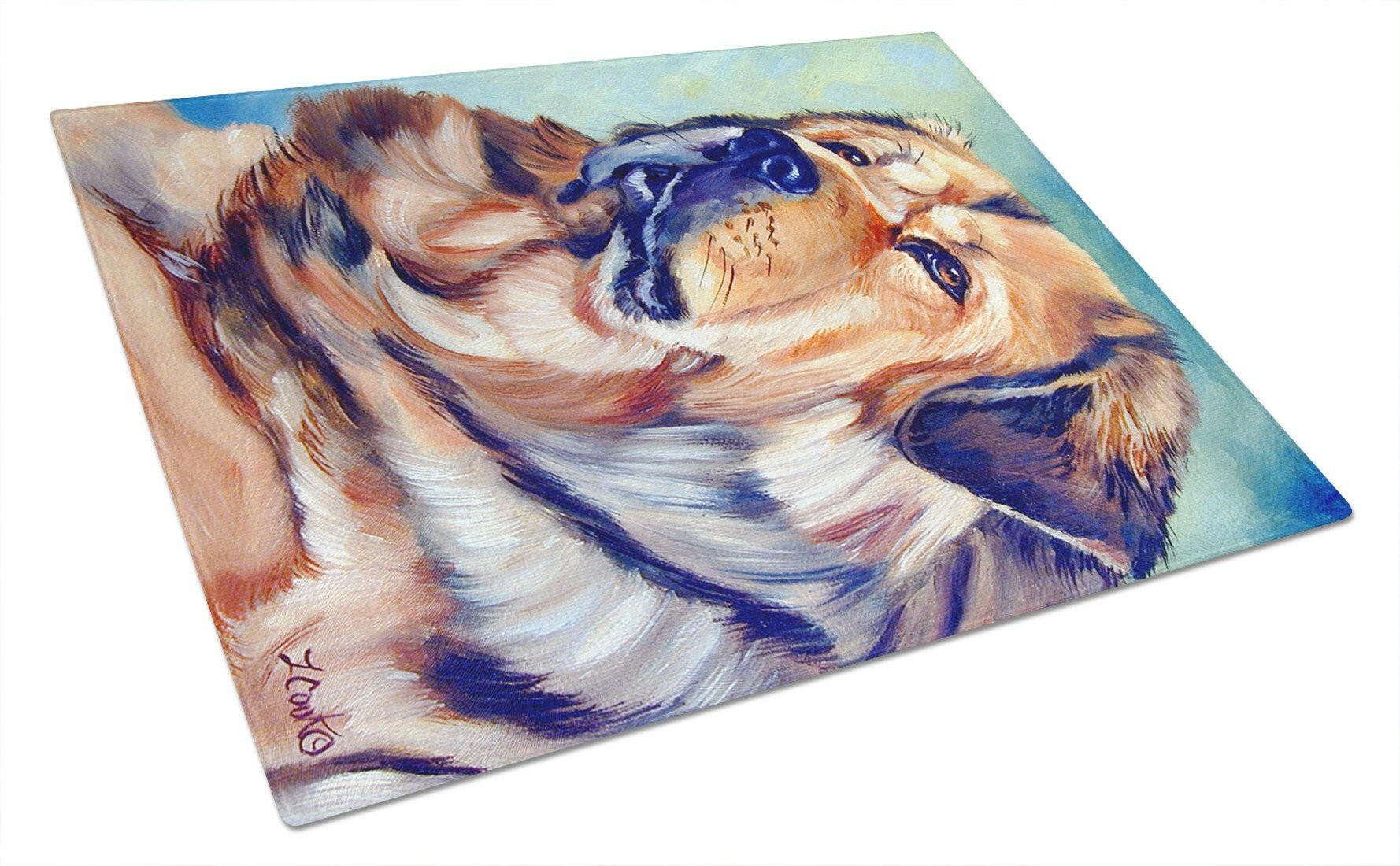 Tibetan Mastiff Cutting Board Tempered Glass Kitchen Cutting Surface, Heat Resistant Chopping, Non-Slip Feet, Food Prep & Serving