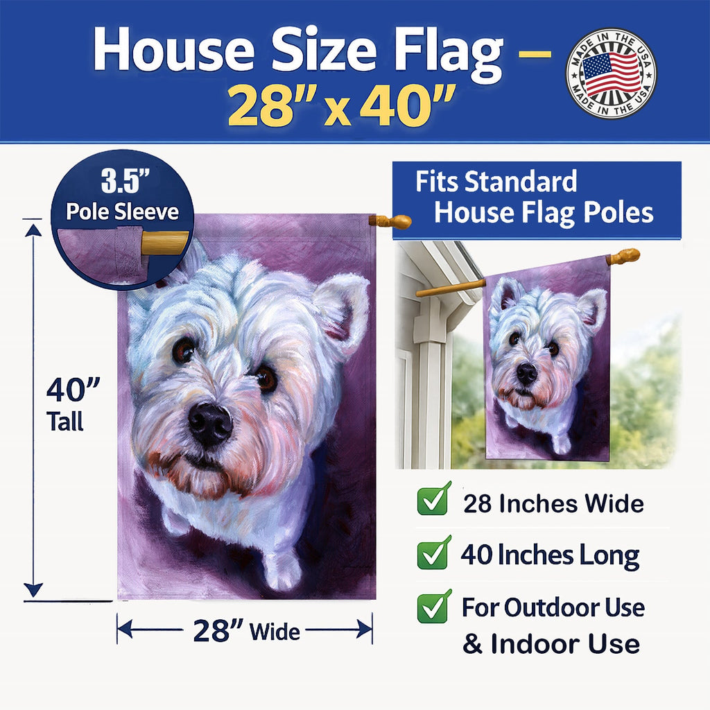 Whatsup Westie House Flag 28x40 Porch Sleeve Pole Decorative Outside Yard Banner Artwork Wall Hanging, Polyester