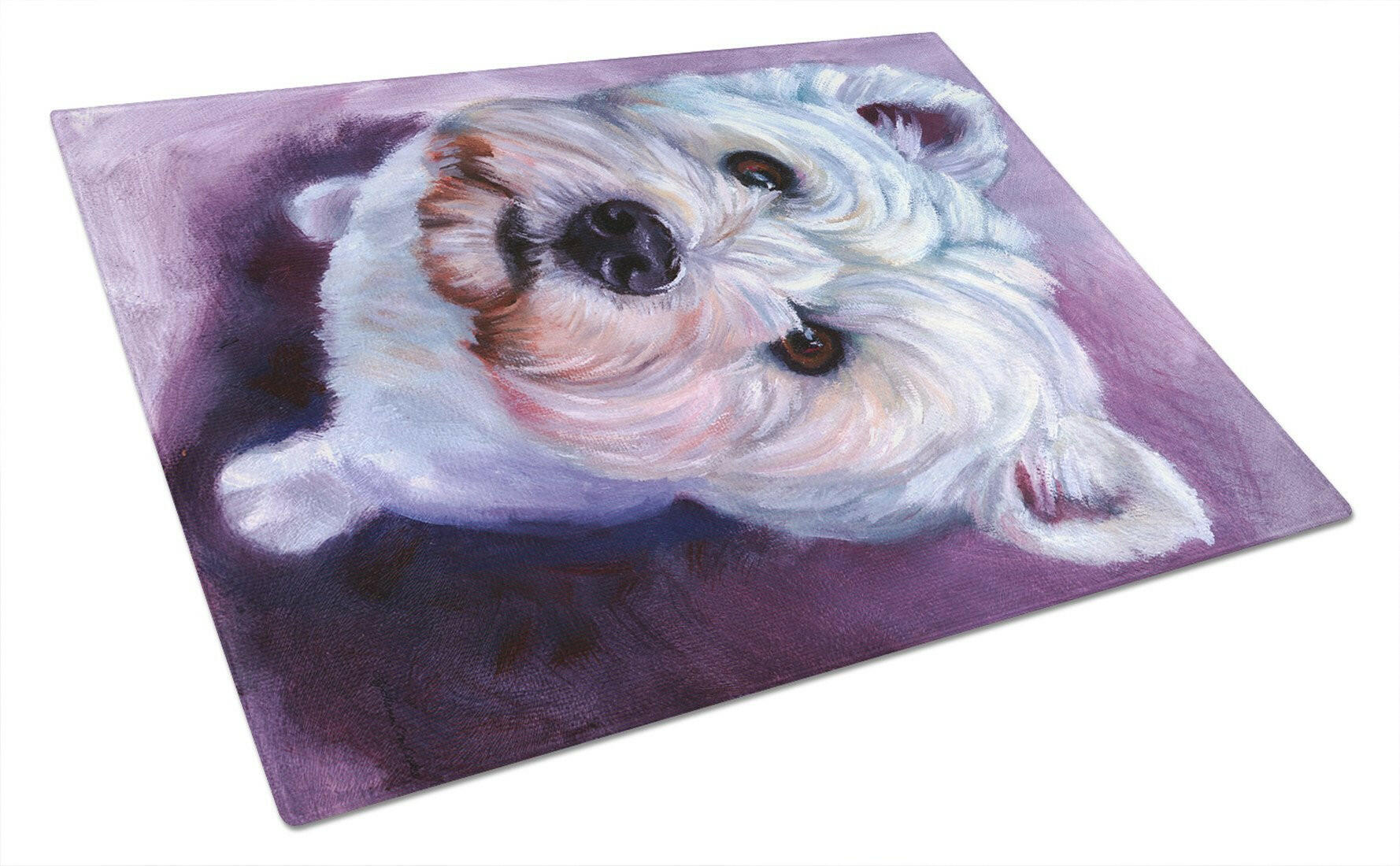 Whatsup Westie Cutting Board Tempered Glass Kitchen Cutting Surface, Heat Resistant Chopping, Non-Slip Feet, Food Prep & Serving
