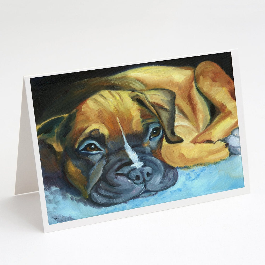 Boxer Pup Greeting Cards Pack of 8 Blank Cards with Envelopes Whimsical A7 Size 5x7