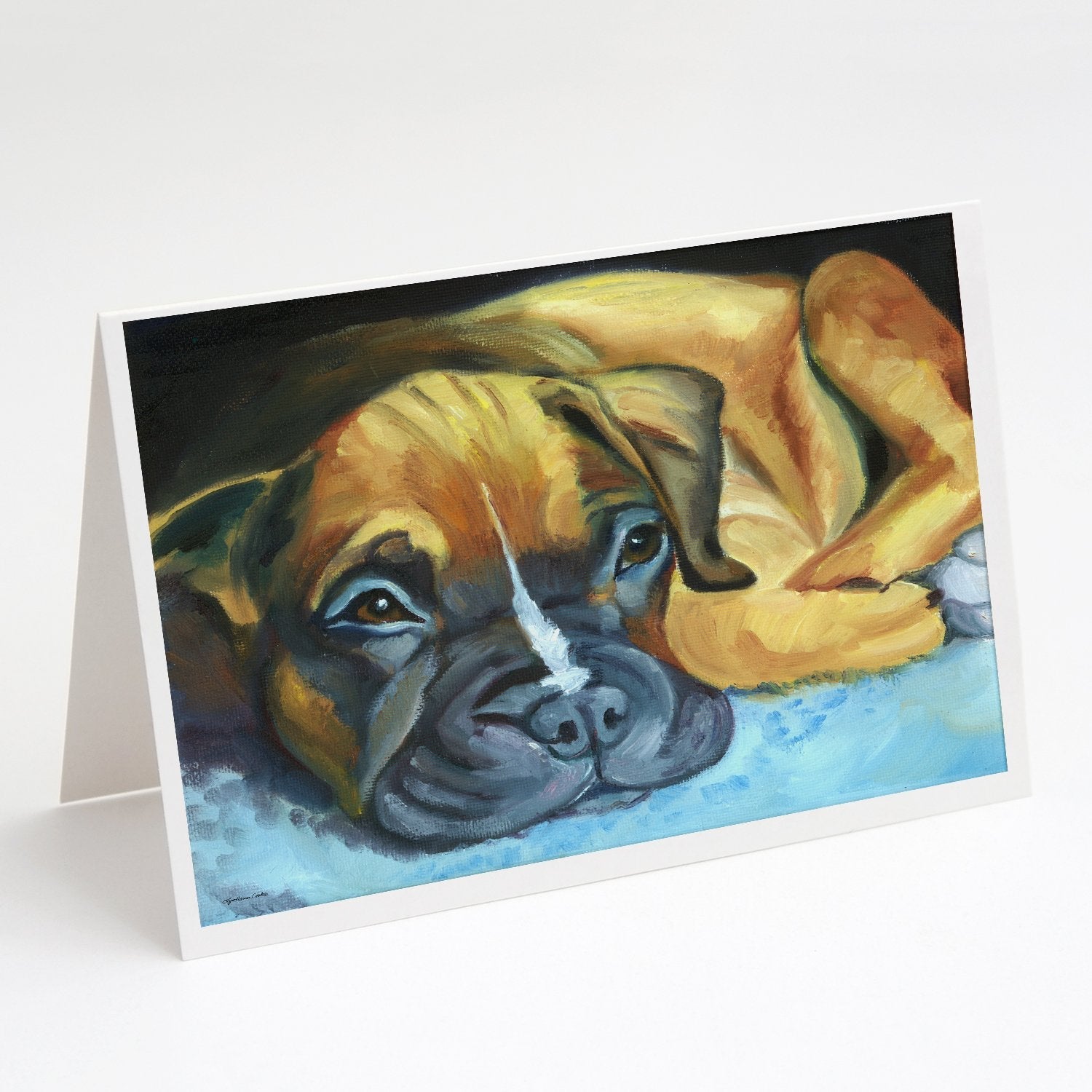 Boxer Pup Greeting Cards Pack of 8 Blank Cards with Envelopes Whimsical A7 Size 5x7