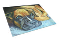 Boxer Pup Cutting Board Tempered Glass Kitchen Cutting Surface, Heat Resistant Chopping, Non-Slip Feet, Food Prep & Serving
