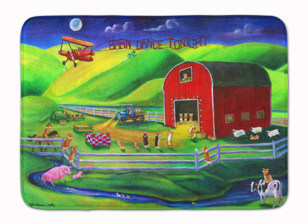 Corgi Barn Dance Memory Foam Kitchen Mat Machine Washable Anti-Fatigue Cushion Comfort Bath or Kitchen Rug