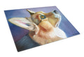 Corgi Devotion Cutting Board Tempered Glass Kitchen Cutting Surface, Heat Resistant Chopping, Non-Slip Feet, Food Prep & Serving