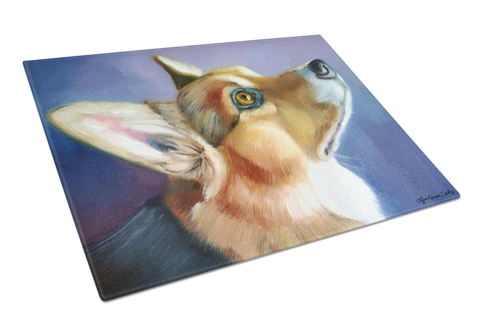 Corgi Devotion Cutting Board Tempered Glass Kitchen Cutting Surface, Heat Resistant Chopping, Non-Slip Feet, Food Prep & Serving