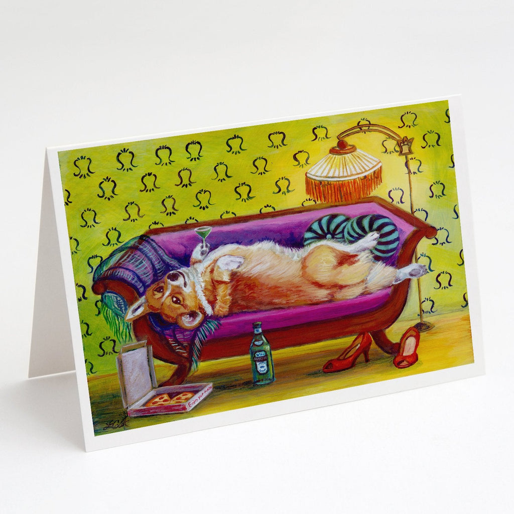 Corgi Home Alone Greeting Cards Pack of 8 Blank Cards with Envelopes Whimsical A7 Size 5x7
