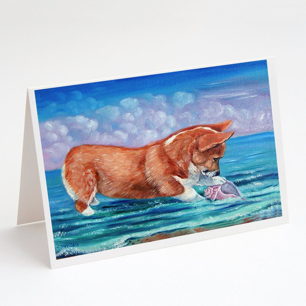 Corgi Sea Shell Find Greeting Cards Pack of 8 Blank Cards with Envelopes Whimsical A7 Size 5x7