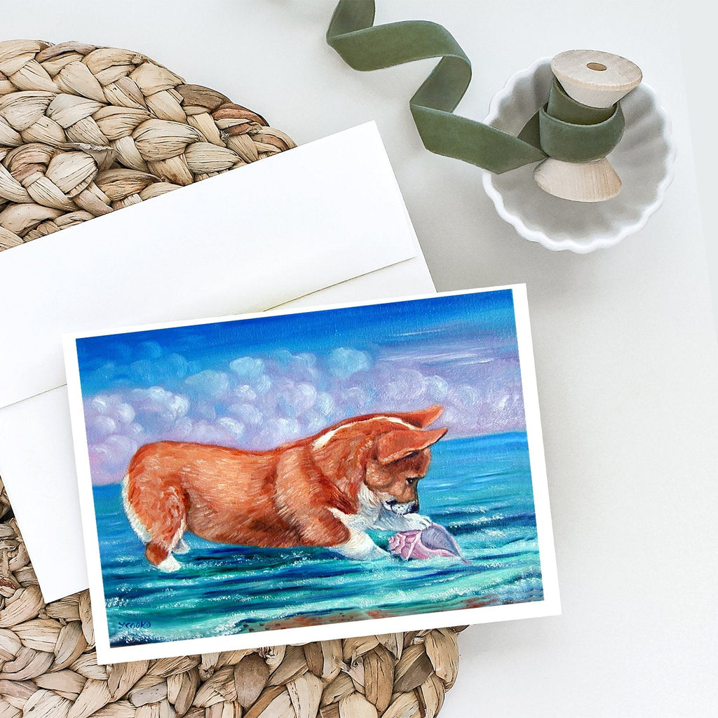 Corgi Sea Shell Find Greeting Cards Pack of 8 Blank Cards with Envelopes Whimsical A7 Size 5x7