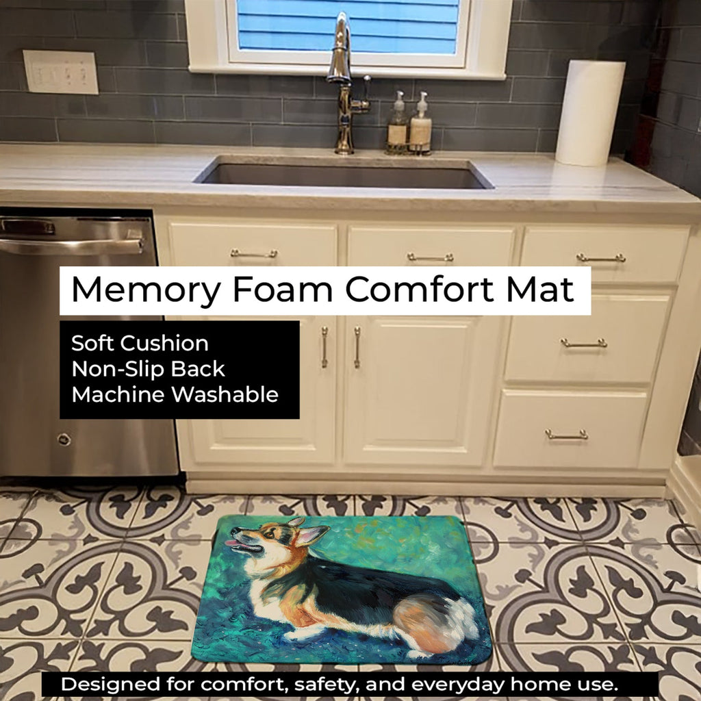 Corgi Pembroke Memory Foam Kitchen Mat Machine Washable Anti-Fatigue Cushion Comfort Bath or Kitchen Rug