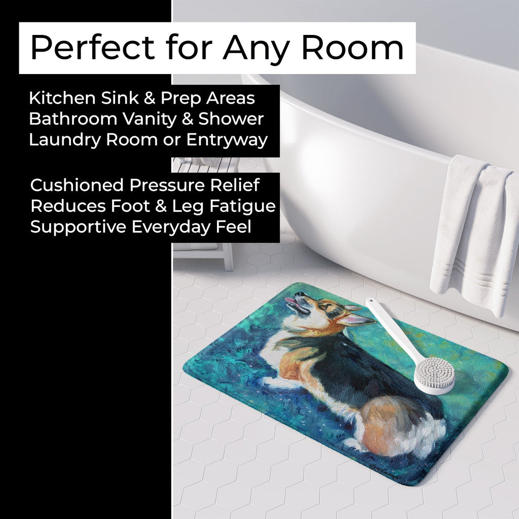Corgi Pembroke Memory Foam Kitchen Mat Machine Washable Anti-Fatigue Cushion Comfort Bath or Kitchen Rug