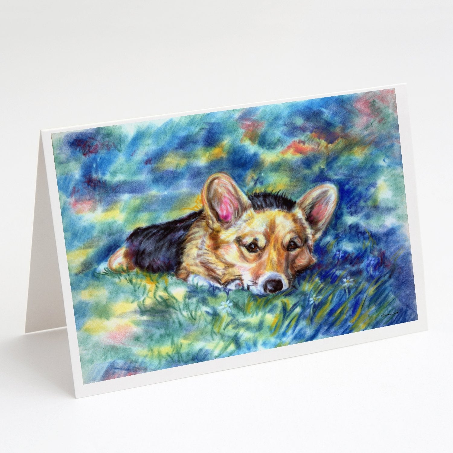 Corgi Tuckered Out Greeting Cards Pack of 8 Blank Cards with Envelopes Whimsical A7 Size 5x7