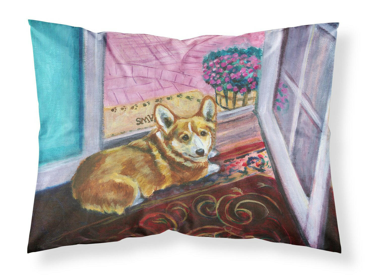 Corgi Watching from the Door Standard Pillowcase Lightweight Super Soft Easy Care Decorative Artwork Pillowcase, Standard