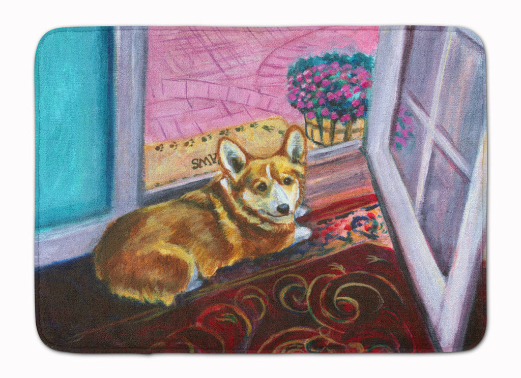 Corgi Watching from the Door Memory Foam Kitchen Mat Machine Washable Anti-Fatigue Cushion Comfort Bath or Kitchen Rug
