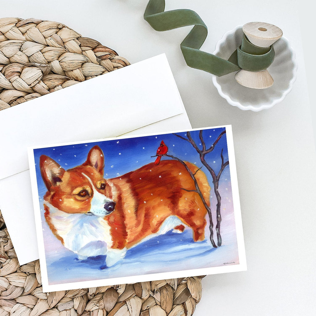 Corgi Cardinal Buddy Greeting Cards Pack of 8 Blank Cards with Envelopes Whimsical A7 Size 5x7