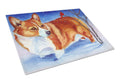 Corgi Cardinal Buddy Cutting Board Tempered Glass Kitchen Cutting Surface, Heat Resistant Chopping, Non-Slip Feet, Food Prep & Serving