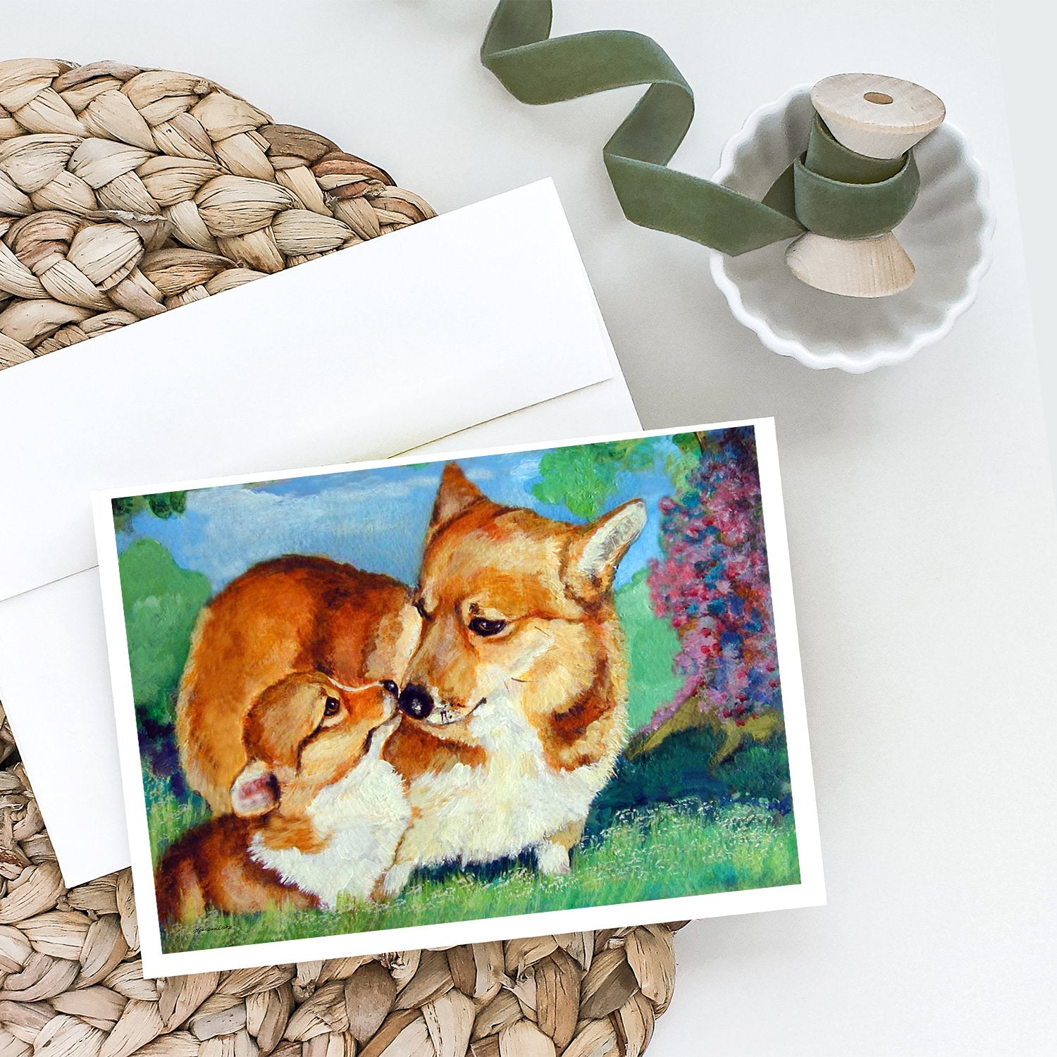 Corgi Momma's Love Greeting Cards Pack of 8 Blank Cards with Envelopes Whimsical A7 Size 5x7