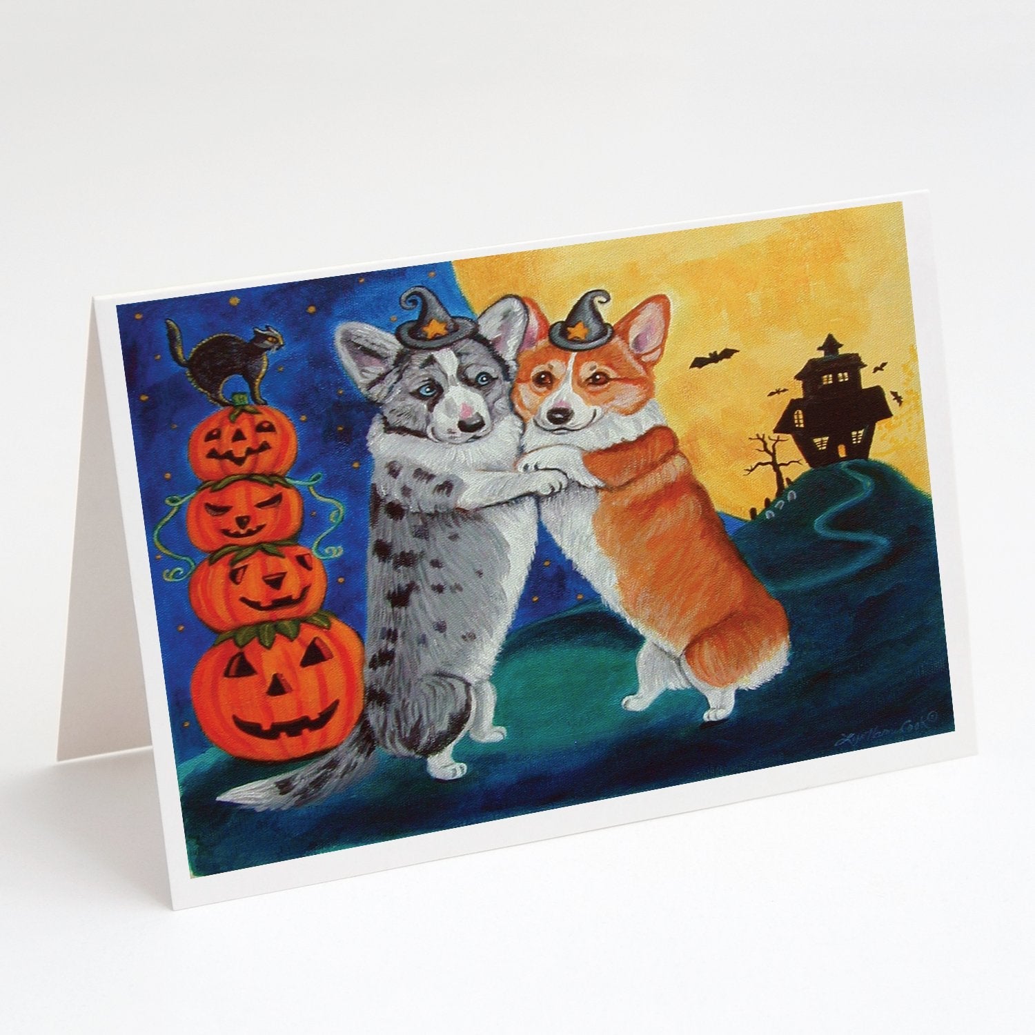 Corgi Halloween Scare Greeting Cards Pack of 8 Blank Cards with Envelopes Whimsical A7 Size 5x7