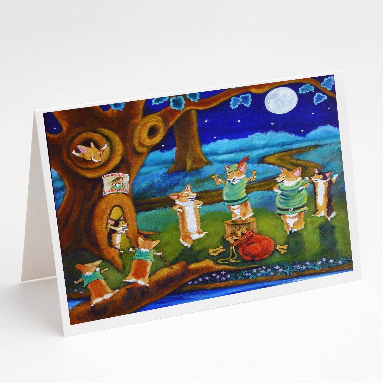 Corgi Robin Hood Greeting Cards Pack of 8 Blank Cards with Envelopes Whimsical A7 Size 5x7