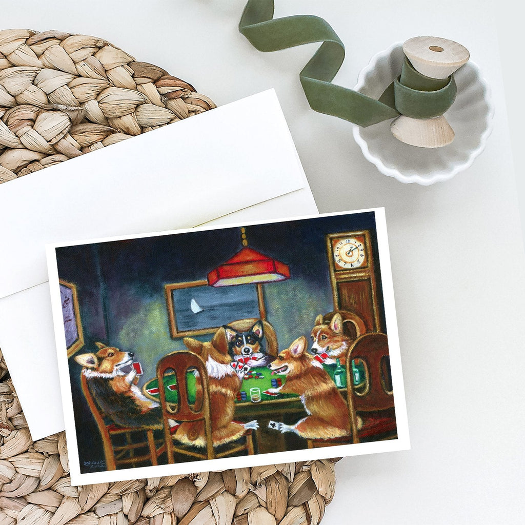 Corgi Playing Poker Greeting Cards Pack of 8 Blank Cards with Envelopes Whimsical A7 Size 5x7