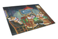 Corgi Playing Poker Cutting Board Tempered Glass Kitchen Cutting Surface, Heat Resistant Chopping, Non-Slip Feet, Food Prep & Serving