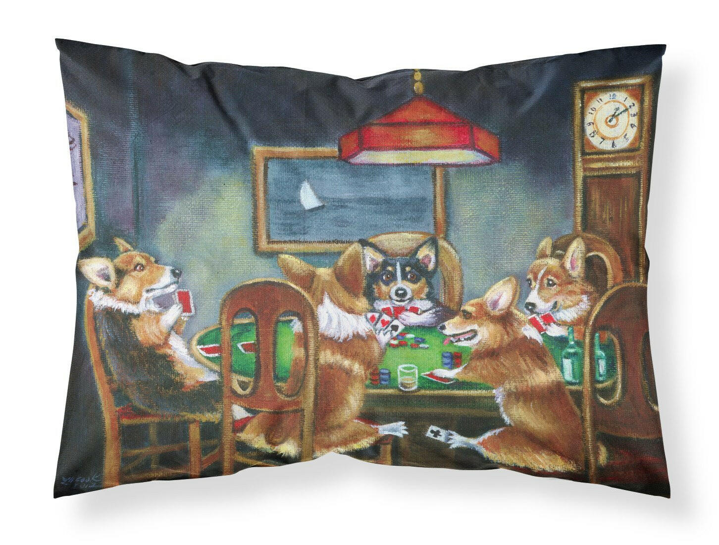Corgi Playing Poker Standard Pillowcase Lightweight Super Soft Easy Care Decorative Artwork Pillowcase, Standard