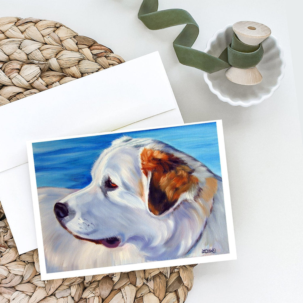 Great Pyrenees at the Beach Greeting Cards Pack of 8 Blank Cards with Envelopes Whimsical A7 Size 5x7