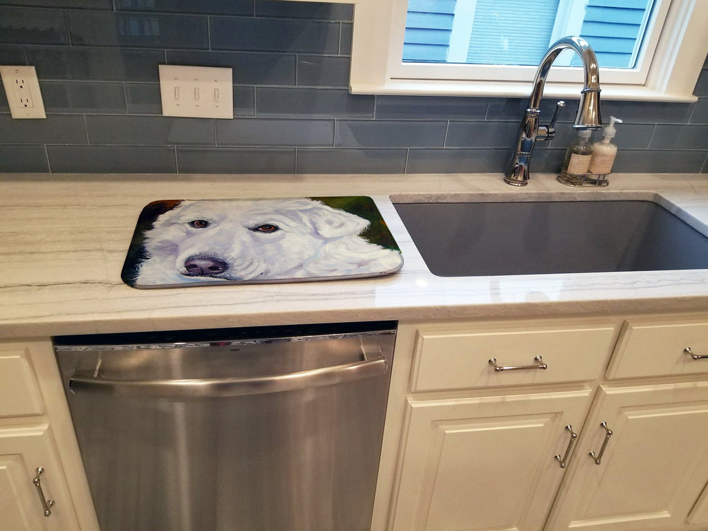Great Pyrenees Contemplation Dish Drying Mat Absorbent Dish Drying Mat Pad for Kitchen Counter Dish Drainer Mat for Countertop, 14 x 21", Multicolor
