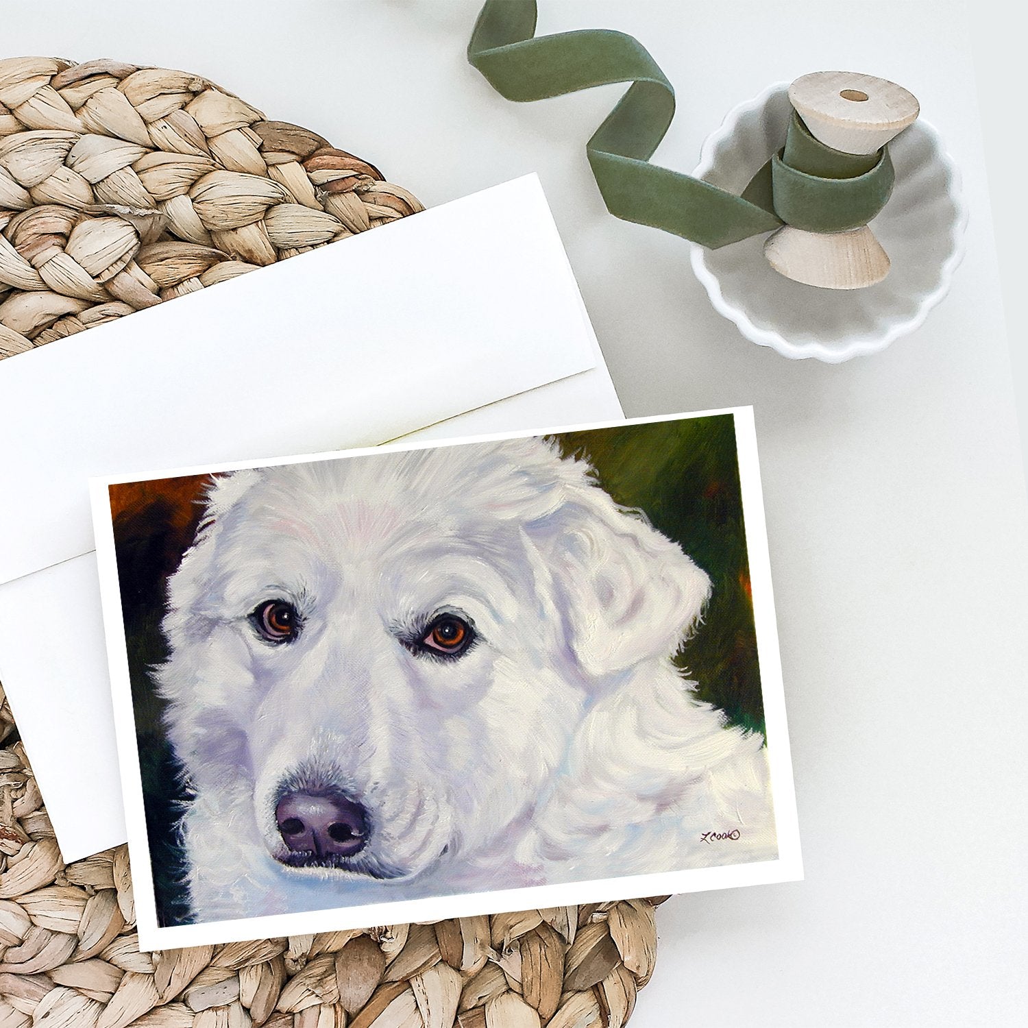 Great Pyrenees Contemplation Greeting Cards Pack of 8 Blank Cards with Envelopes Whimsical A7 Size 5x7