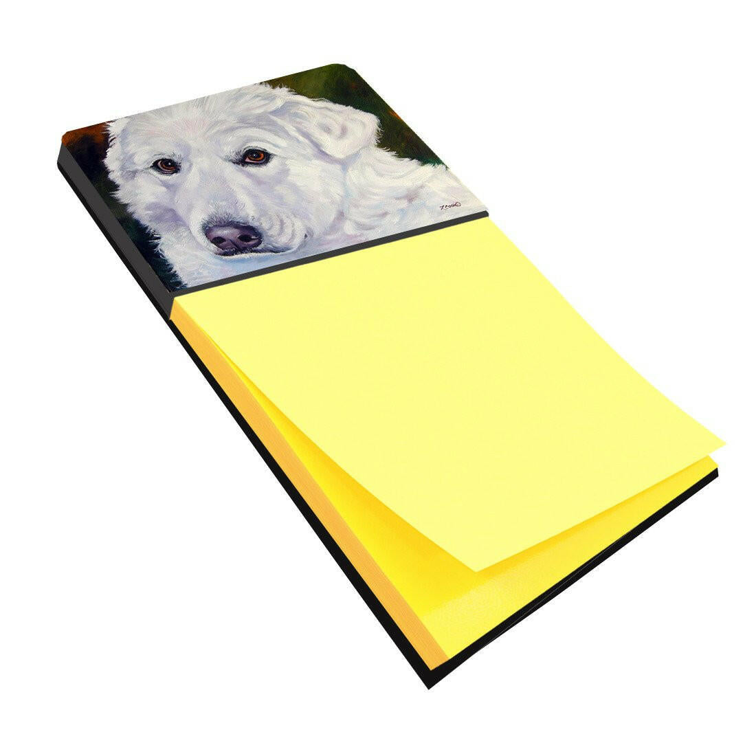 Great Pyrenees Contemplation Watercolor Sticky Note Holder Refillable Dispenser Desk Accessory 3x3 Pad Gift