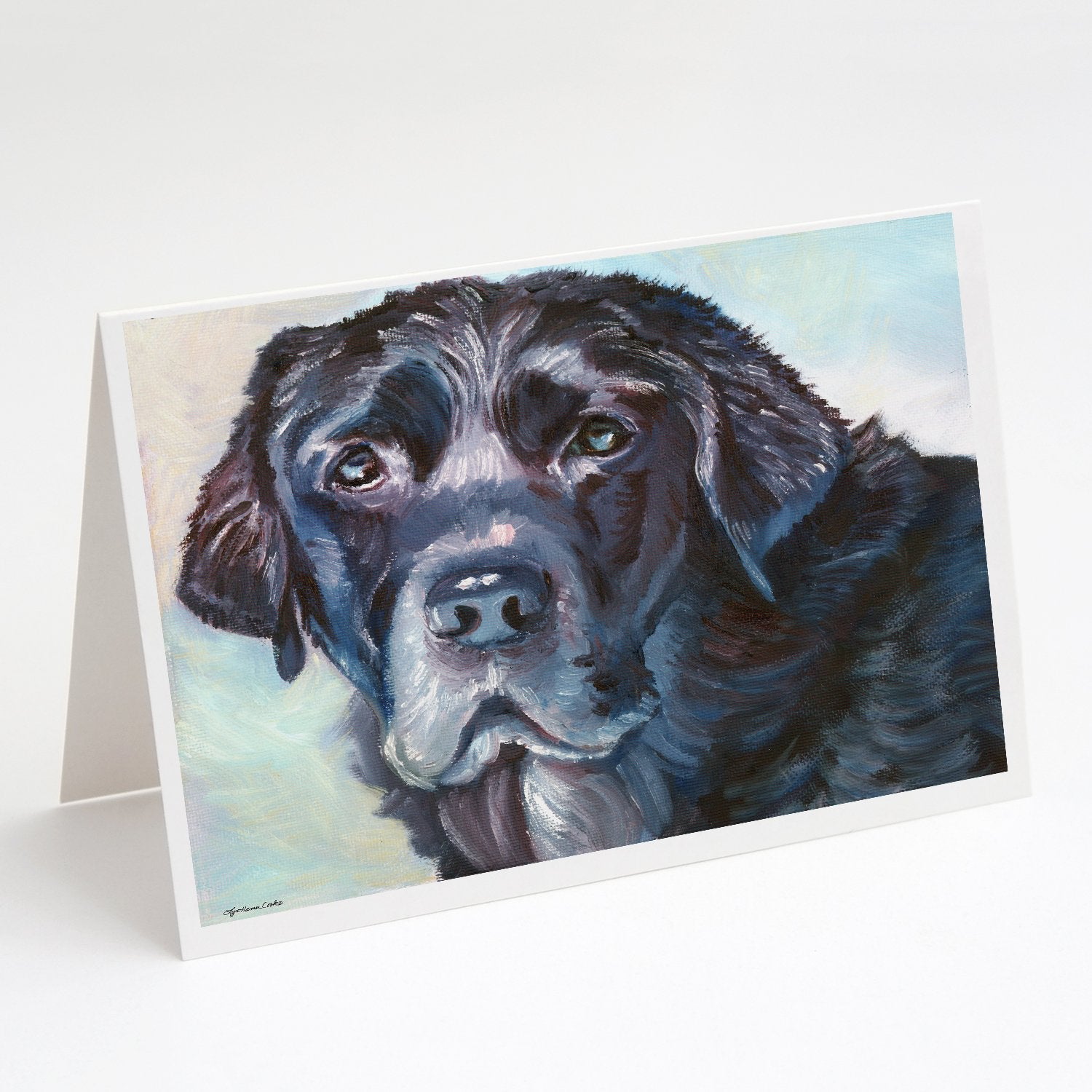 Black Labrador Face Greeting Cards Pack of 8 Blank Cards with Envelopes Whimsical A7 Size 5x7