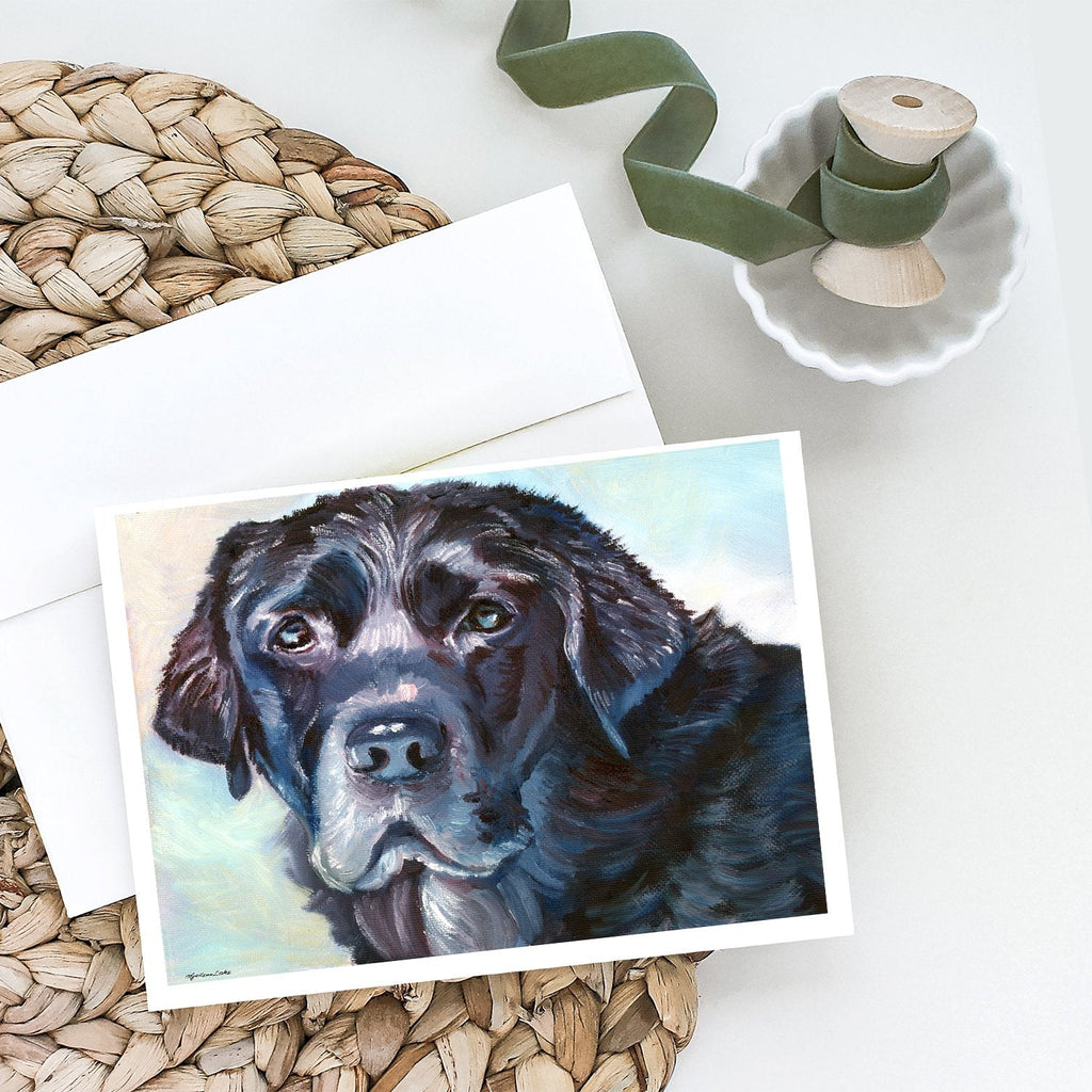 Black Labrador Face Greeting Cards Pack of 8 Blank Cards with Envelopes Whimsical A7 Size 5x7