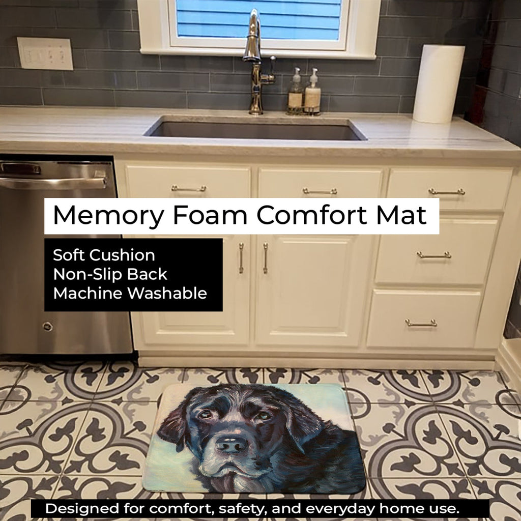 Black Labrador Face Memory Foam Kitchen Mat Machine Washable Anti-Fatigue Cushion Comfort Bath or Kitchen Rug