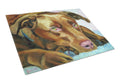 Chocolate Labrador Waiting Cutting Board Tempered Glass Kitchen Cutting Surface, Heat Resistant Chopping, Non-Slip Feet, Food Prep & Serving