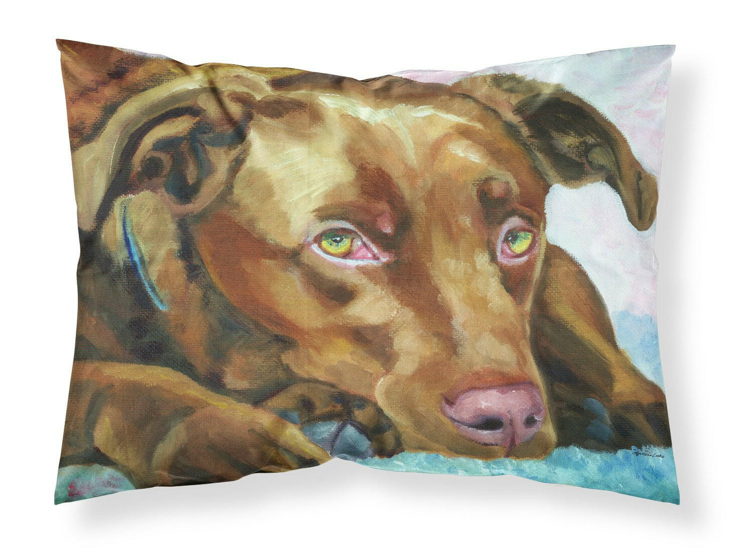 Chocolate Labrador Waiting Standard Pillowcase Lightweight Super Soft Easy Care Decorative Artwork Pillowcase, Standard