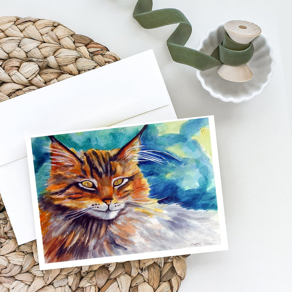 Maine Coon Cat Watching you Greeting Cards Pack of 8 Blank Cards with Envelopes Whimsical A7 Size 5x7