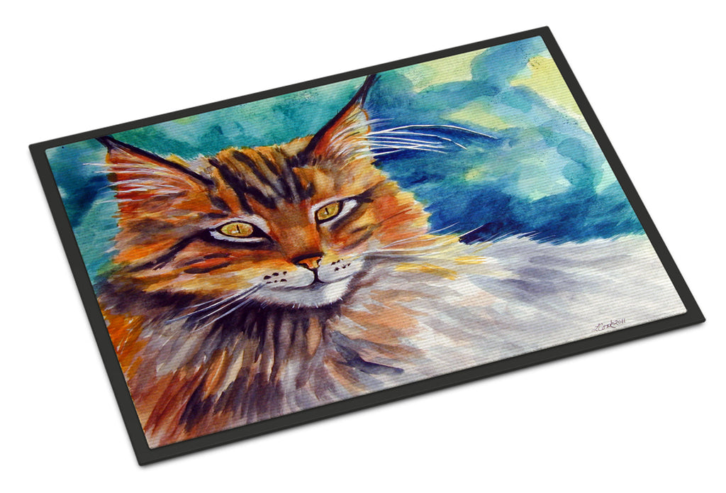 Maine Coon Cat Watching you Doormat Indoor Outdoor 18H X 27W Front Door Mat Rugs for Entryway, Non Slip Washable