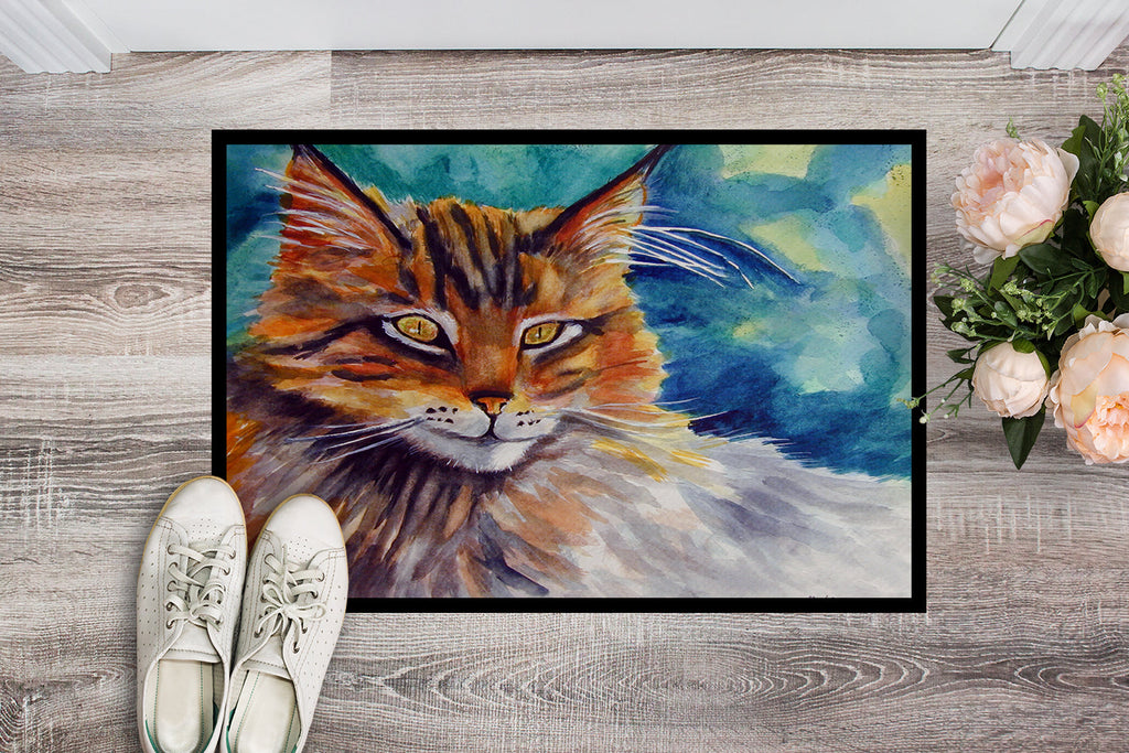 Maine Coon Cat Watching you Doormat Indoor Outdoor 18H X 27W Front Door Mat Rugs for Entryway, Non Slip Washable