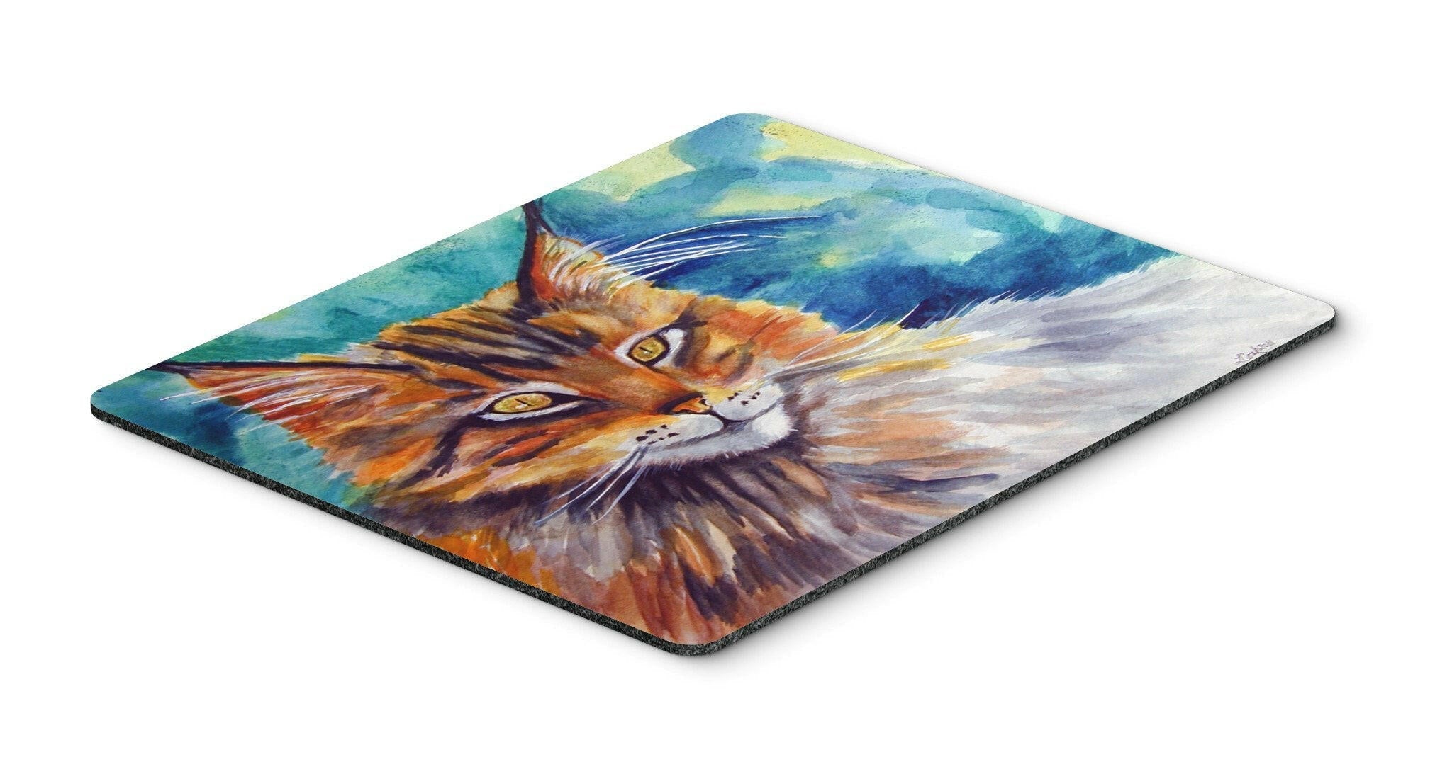 Maine Coon Cat Watching you Mouse Pad, Heat Resistant Trivet Hot Pad , Non Slip Rubber Desk Mat, Kitchen Counter Protector, Home Office Decor Gift