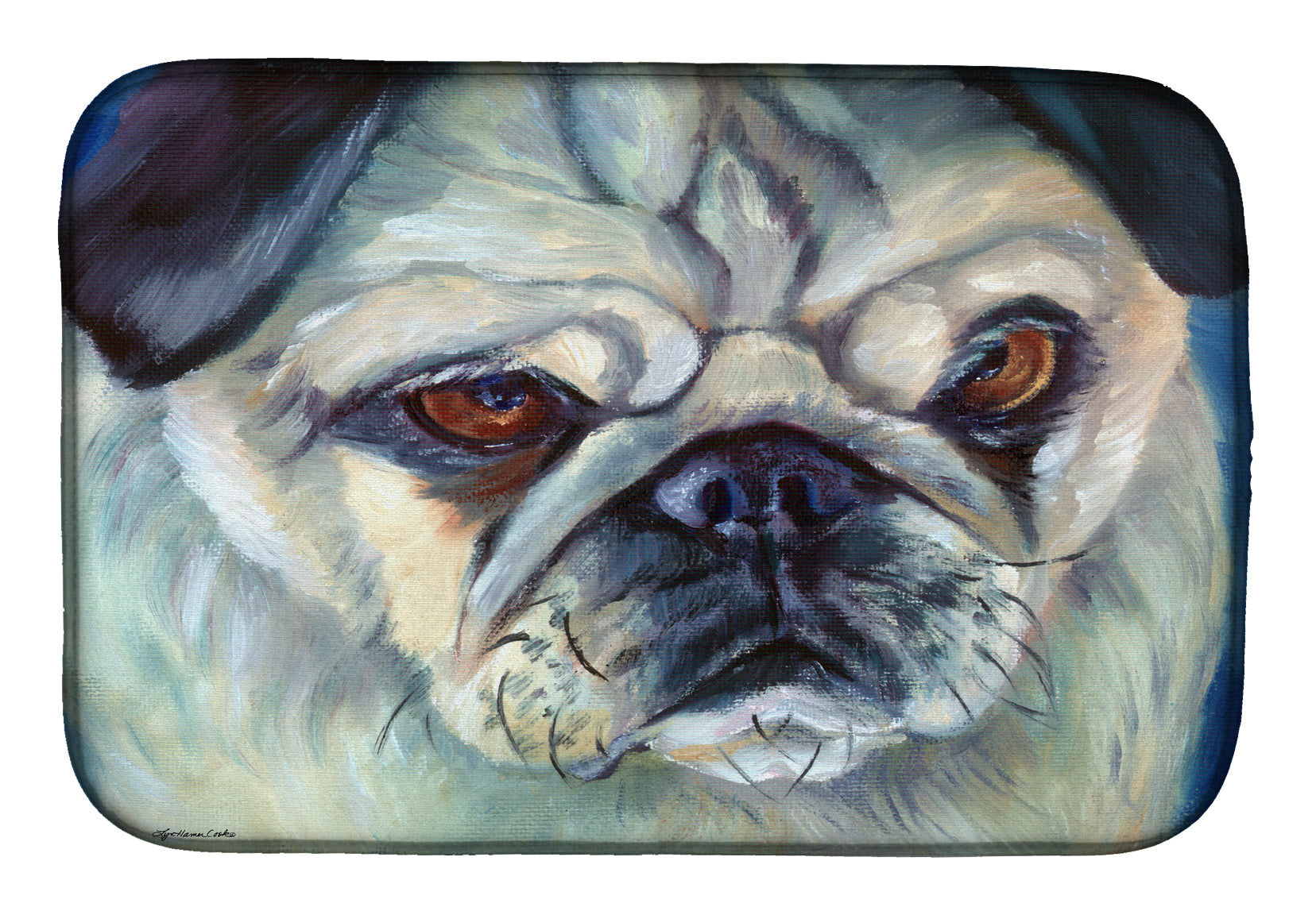 Pug in Thought Dish Drying Mat Absorbent Dish Drying Mat Pad for Kitchen Counter Dish Drainer Mat for Countertop, 14 x 21", Multicolor