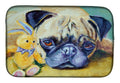 Pug Bunny Rabbit Dish Drying Mat Absorbent Dish Drying Mat Pad for Kitchen Counter Dish Drainer Mat for Countertop, 14 x 21", Multicolor