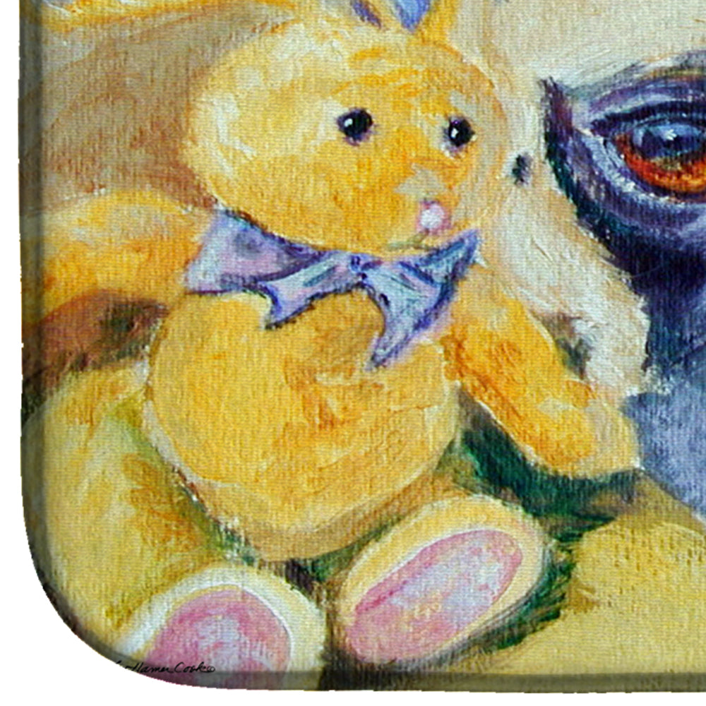 Pug Bunny Rabbit Dish Drying Mat Absorbent Dish Drying Mat Pad for Kitchen Counter Dish Drainer Mat for Countertop, 14 x 21", Multicolor
